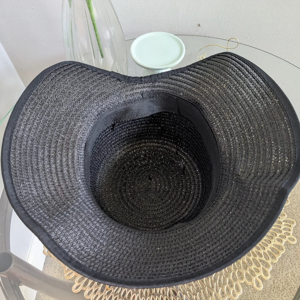 Dior CD Logo Black Straw Hat